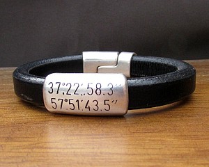Custom Coordinates Bracelet - Personalized Latitude Longitude Leather Bracelet