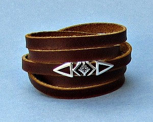 Geometric Mens Leather Wrap Bracelet Cuff, Boho, Unisex Leather Bracelet, Adjustable to your wrist