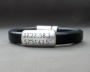 Custom Coordinates Bracelet - Personalized Latitude Longitude Leather Bracelet
