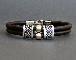 Δερμάτινο Ανδρικό Βραχιόλι Με Διπλό Δέρμα