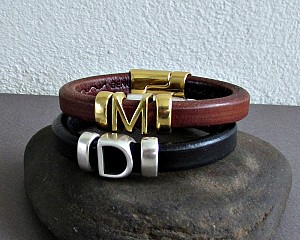Δερμάτινο Ανδρικό Βραχιολι Με Μονόγραμμα Κατάλληλο Για Δώρο