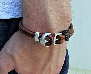 Βραχιόλι δερμάτινο ναυτικό με άγκυρα