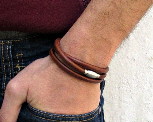 unisex δερμάτινο boho βραχιόλι