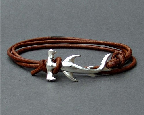 Δερμάτινο boho unisex βραχιόλι με καρχαρία