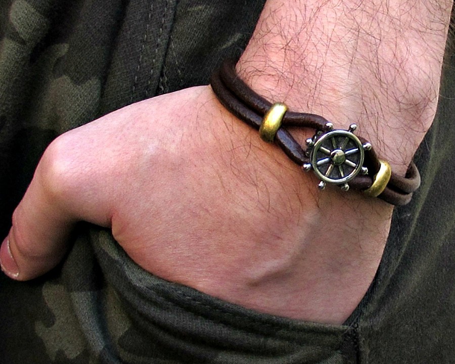 Βραχιόλι ναυτικό ανδρικό με τιμόνι