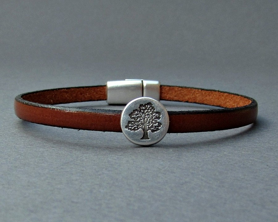 Ανδρικό Βραχιόλι Δερμάτινο Με Το Δένδρο Της Ζωής