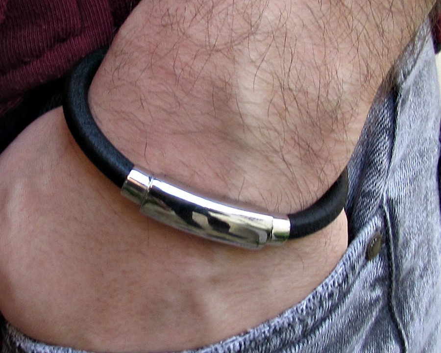 Anniversary Gift For Husband, For Boyfriend, Bracelet For Him, Mens Leather bracelet Cuff Gift For Men Customized On Your Wrist