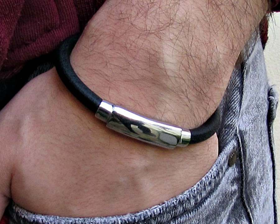 Anniversary Gift For Husband, For Boyfriend, Bracelet For Him, Mens Leather bracelet Cuff Gift For Men Customized On Your Wrist